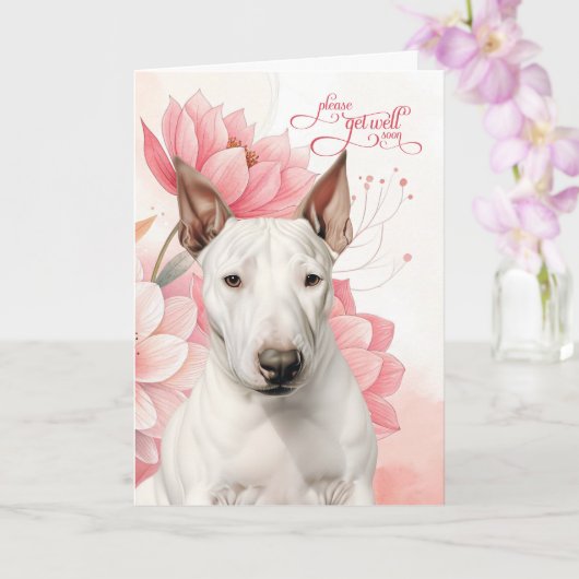 Bull Terrier Soft Pink Botanical Blooms Get Well Karte (Orchidee)