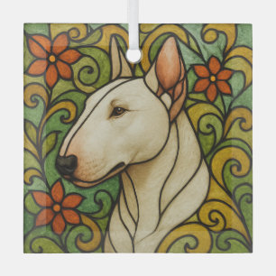Bull Terrier "Stached Glass" Ornament Aus Glas