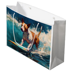 Bull Terrier Strand Surfen Malerei Große Geschenktüte