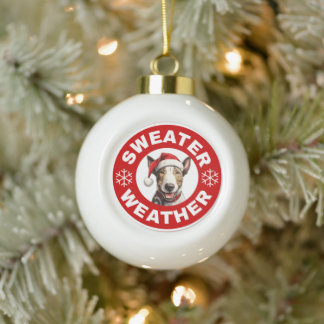 Bull Terrier Sweater Weather Keramik Kugel-Ornament