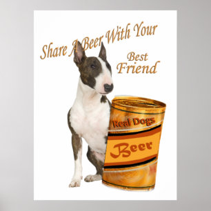 Bull Terrier teilt eine Bier-Print Poster