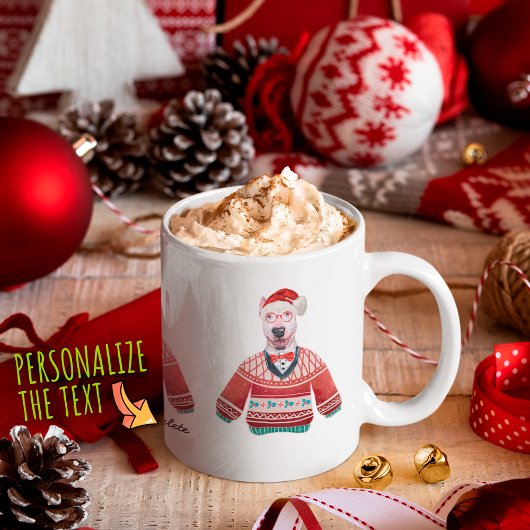 Bull Terrier Tragen hässlich Sweater Xmas Hund Lov Kaffeetasse