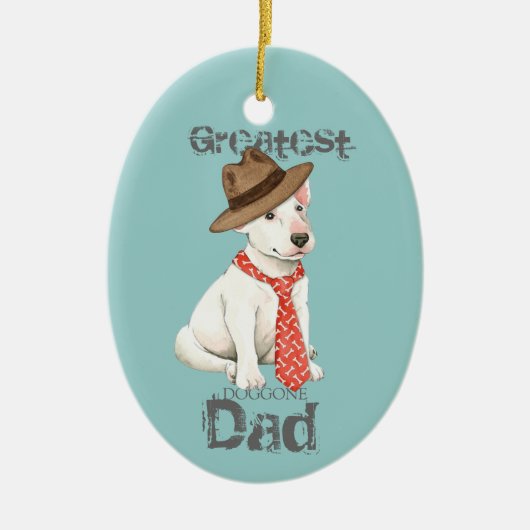Bull Terrier Vater Keramik Ornament (Vorne)