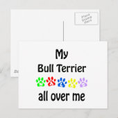 Bull Terrier Walks Design Postkarte (Vorne/Hinten)