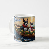 Bull Terrier Weihnachtsboot Urlaub Kaffeetasse (Vorderseite Links)