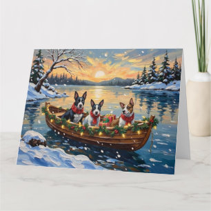 Bull Terrier Weihnachtsboot Urlaub Karte