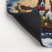 Bull Terrier Weihnachtsboot Urlaub Mousepad (Ecke)