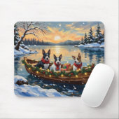 Bull Terrier Weihnachtsboot Urlaub Mousepad (Mit Mouse)