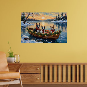 Bull Terrier Weihnachtsboot Urlaub Poster