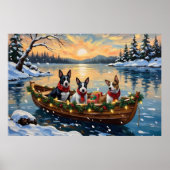 Bull Terrier Weihnachtsboot Urlaub Poster (Vorne)