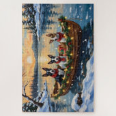 Bull Terrier Weihnachtsboot Urlaub Puzzle (Vertikal)