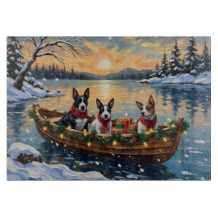 Bull Terrier Weihnachtsboot Urlaub Schneidebrett