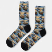 Bull Terrier Weihnachtsboot Urlaub Socken (Linkes Detail)