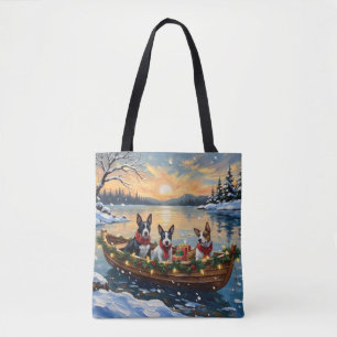 Bull Terrier Weihnachtsboot Urlaub Tasche