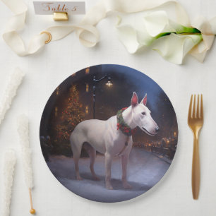 Bull Terrier Weihnachtsfest Saison Pappteller