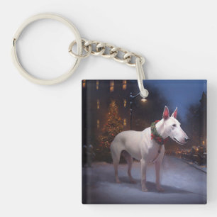 Bull Terrier Weihnachtsfest Saison Schlüsselanhänger