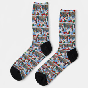 Bull Terrier Weihnachtsfest Schnee Szene Socken