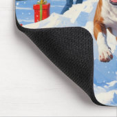 Bull Terrier Weihnachtsfest Schneeszene Mousepad (Ecke)