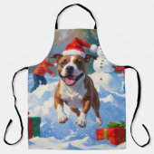 Bull Terrier Weihnachtsfest Schneeszene Schürze (Vorderseite)