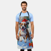 Bull Terrier Weihnachtsfest Schneeszene Schürze (Getragen)