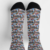 Bull Terrier Weihnachtsfest Schneeszene Socken (Oben)