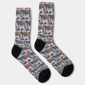 Bull Terrier Weihnachtsfest Schneeszene Socken (Rechts)