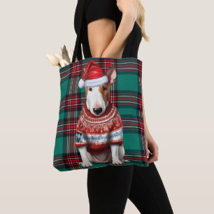 Bull Terrier Weihnachtshund Grüner Saison-Plaid Tasche