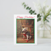 Bull Terrier Weihnachtskarte Santa Jumper (Stehend Vorderseite)