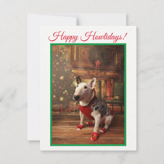 Bull Terrier Weihnachtskarte Santa Jumper