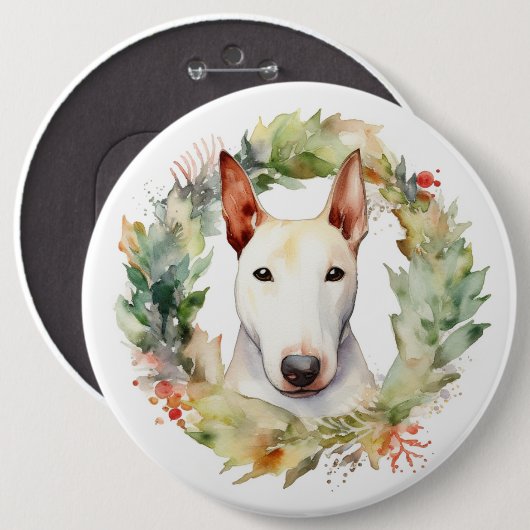 Bull Terrier Weihnachtsmann Button (Vorne & Hinten)
