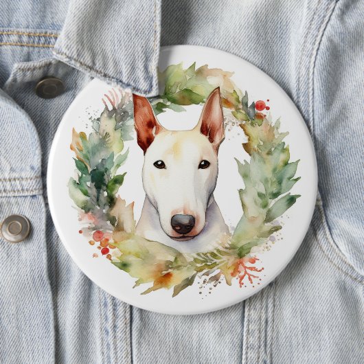 Bull Terrier Weihnachtsmann Button (Beispiel)