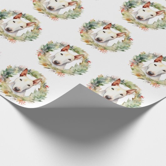 Bull Terrier Weihnachtsmann Geschenkpapier (Ecke)