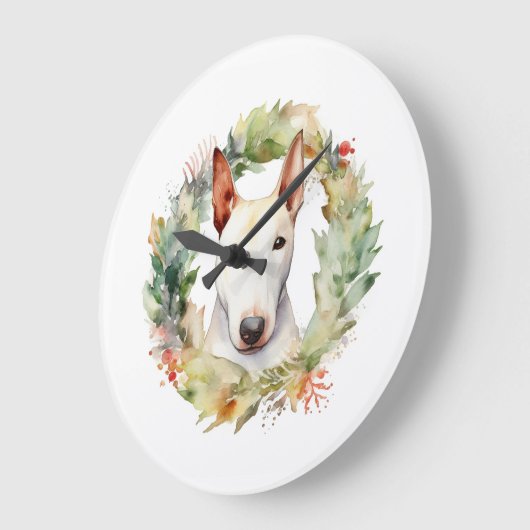 Bull Terrier Weihnachtsmann Große Wanduhr (Winkel)