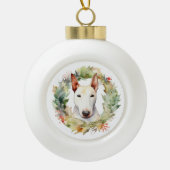 Bull Terrier Weihnachtsmann Keramik Kugel-Ornament (Vorderseite)