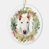 Bull Terrier Weihnachtsmann Keramik Ornament (Links)