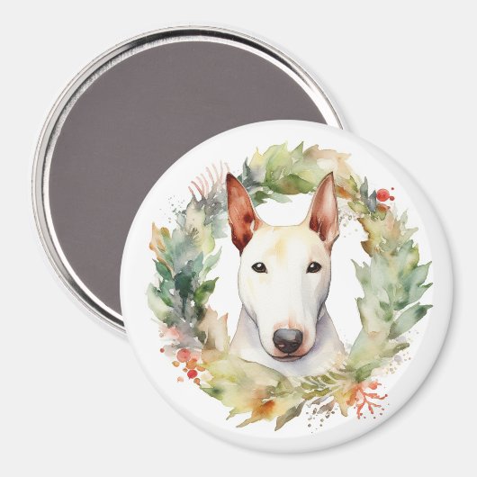 Bull Terrier Weihnachtsmann Magnet (Vorderseite/Rückseite)