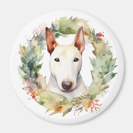 Bull Terrier Weihnachtsmann Magnet (Vorne)