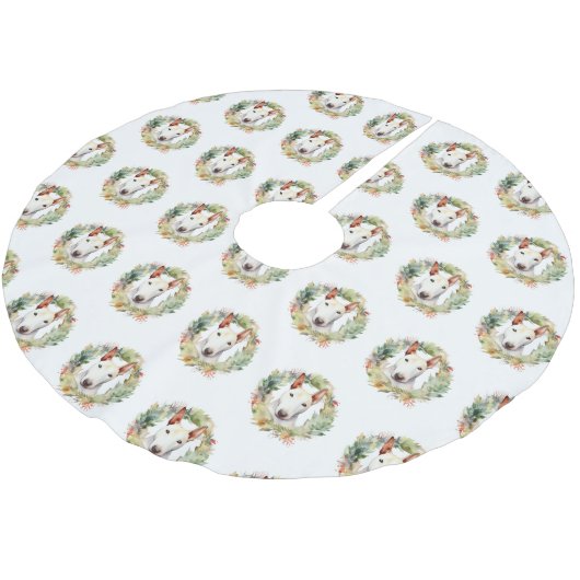 Bull Terrier Weihnachtsmann Polyester Weihnachtsbaumdecke (Schrägansicht)