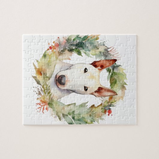 Bull Terrier Weihnachtsmann Puzzle (Horizontal)