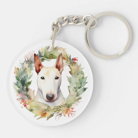 Bull Terrier Weihnachtsmann Schlüsselanhänger (Rückseite)