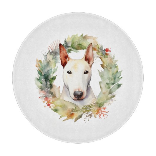 Bull Terrier Weihnachtsmann Schneidebrett (Vorderseite)