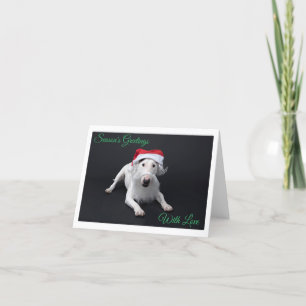 Bull Terrier Weihnachtsmann Weihnachten gefaltete  Karte