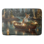 Bull Terrier Weihnachtsreise Badematte (Vorderseite)