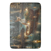 Bull Terrier Weihnachtsreise Badematte (Vorderseite Vertikal)