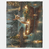 Bull Terrier Weihnachtsreise Fleecedecke (Vorderseite)