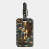 Bull Terrier Weihnachtsreise Gepäckanhänger (Vorderseite vertikal)