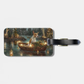 Bull Terrier Weihnachtsreise Gepäckanhänger (Rückseite horizontal)