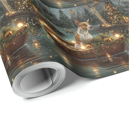 Bull Terrier Weihnachtsreise Geschenkpapier (Rolleneckpunkt)