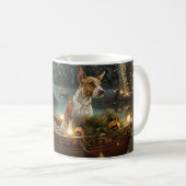 Bull Terrier Weihnachtsreise Kaffeetasse (VorderseiteRechts)