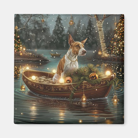 Bull Terrier Weihnachtsreise Magnet (Vorne)